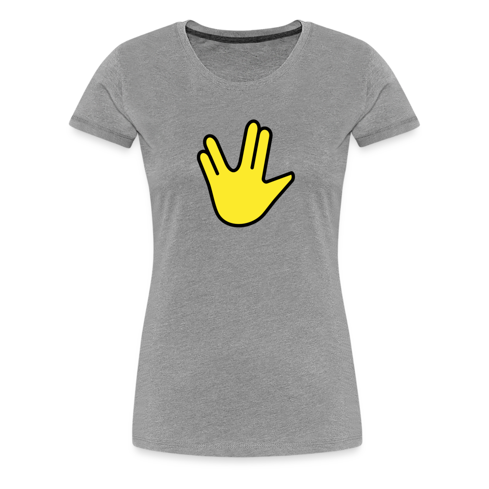 Emoji Expression: Vulcan Salute + May the Moji Force See You Live Long Time and Prosper Test (Double-Sided)Women’s Premium T-Shirt - Emoji.Express - heather gray