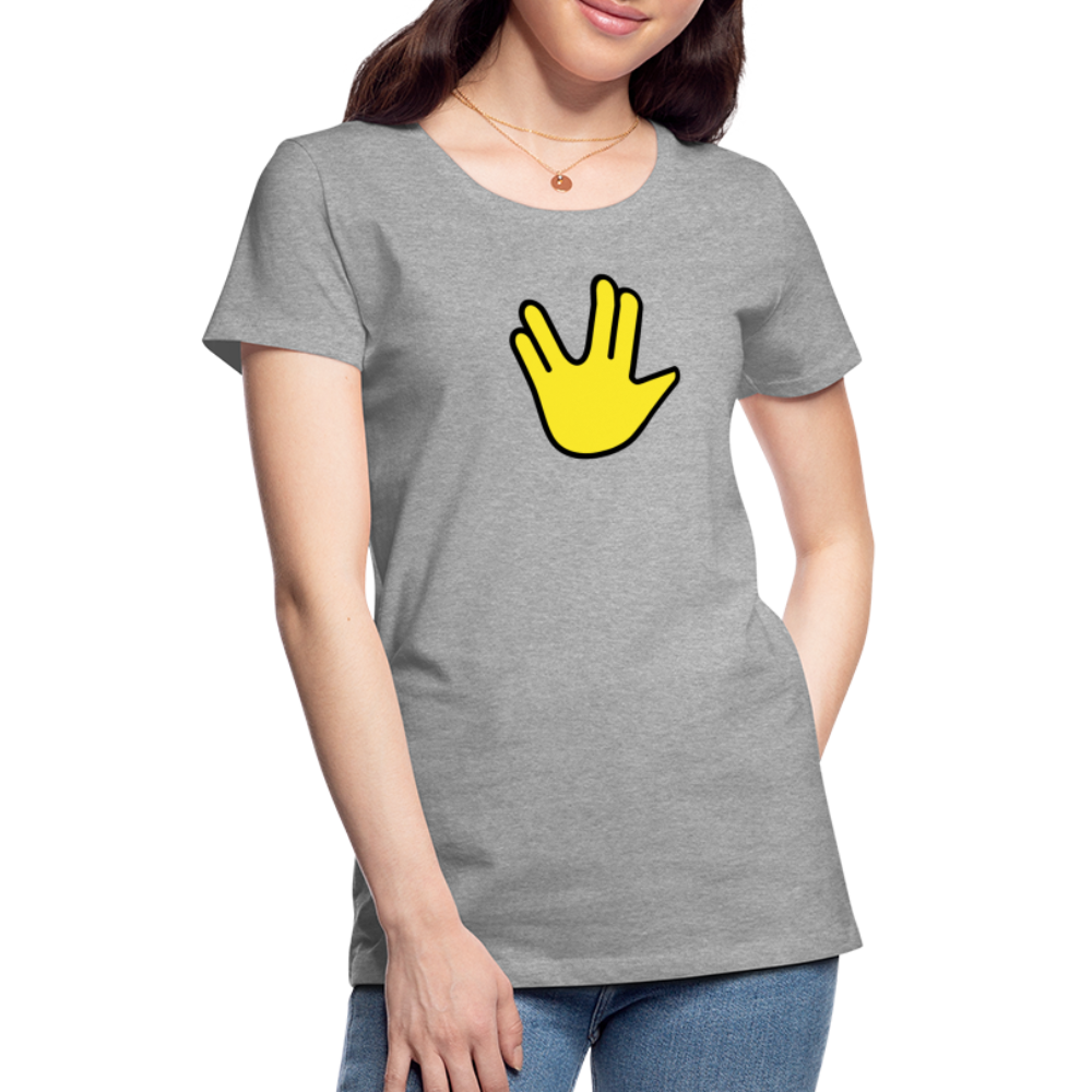 Emoji Expression: Vulcan Salute + May the Moji Force See You Live Long Time and Prosper Test (Double-Sided)Women’s Premium T-Shirt - Emoji.Express - heather gray