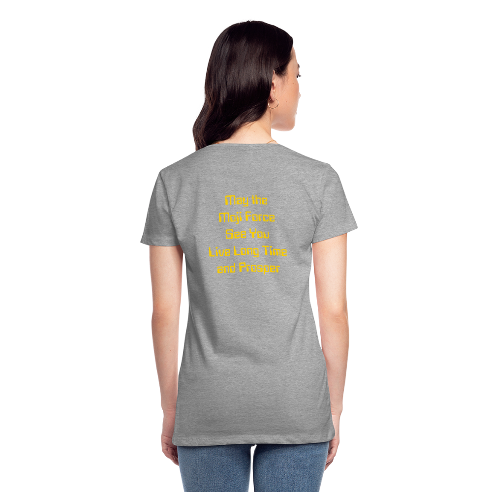 Emoji Expression: Vulcan Salute + May the Moji Force See You Live Long Time and Prosper Test (Double-Sided)Women’s Premium T-Shirt - Emoji.Express - heather gray
