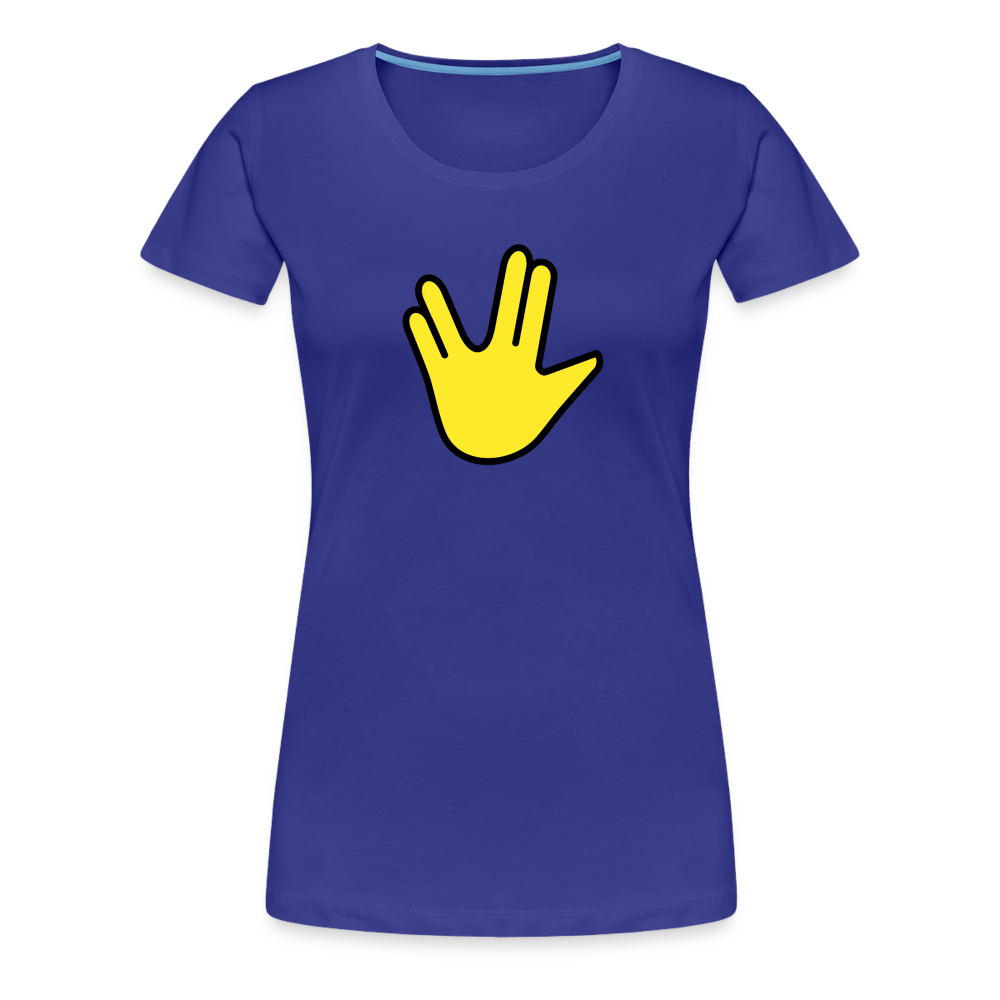 Emoji Expression: Vulcan Salute + May the Moji Force See You Live Long Time and Prosper Test (Double-Sided)Women’s Premium T-Shirt - Emoji.Express - royal blue