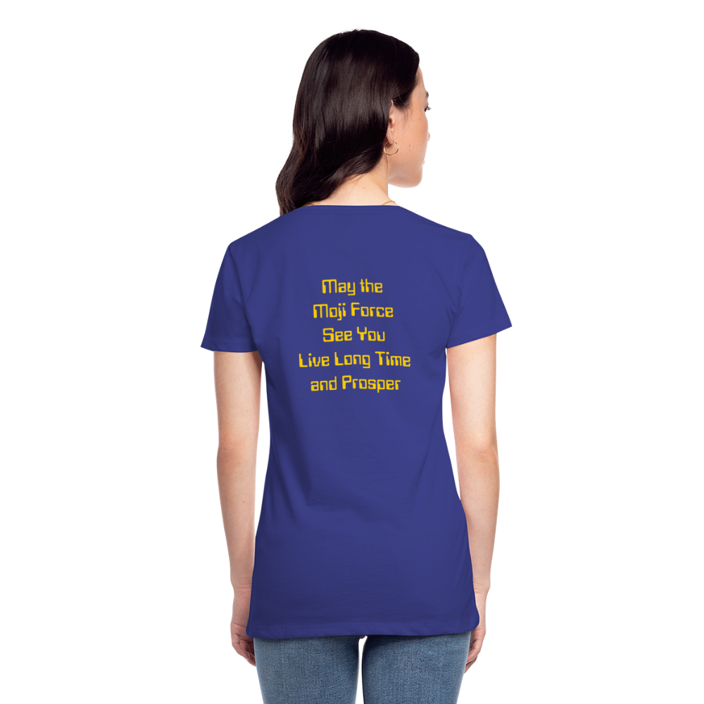 Emoji Expression: Vulcan Salute + May the Moji Force See You Live Long Time and Prosper Test (Double-Sided)Women’s Premium T-Shirt - Emoji.Express - royal blue