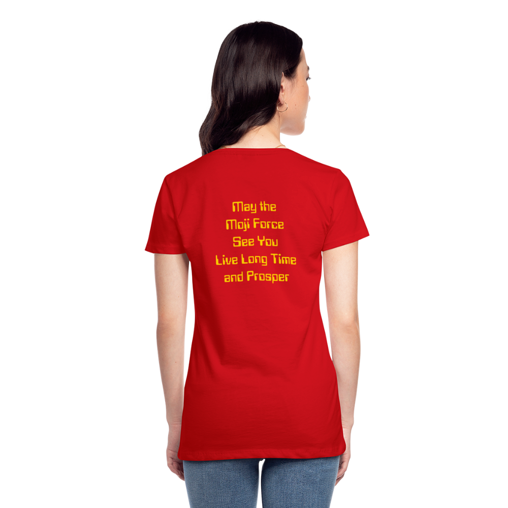 Emoji Expression: Vulcan Salute + May the Moji Force See You Live Long Time and Prosper Test (Double-Sided)Women’s Premium T-Shirt - Emoji.Express - red