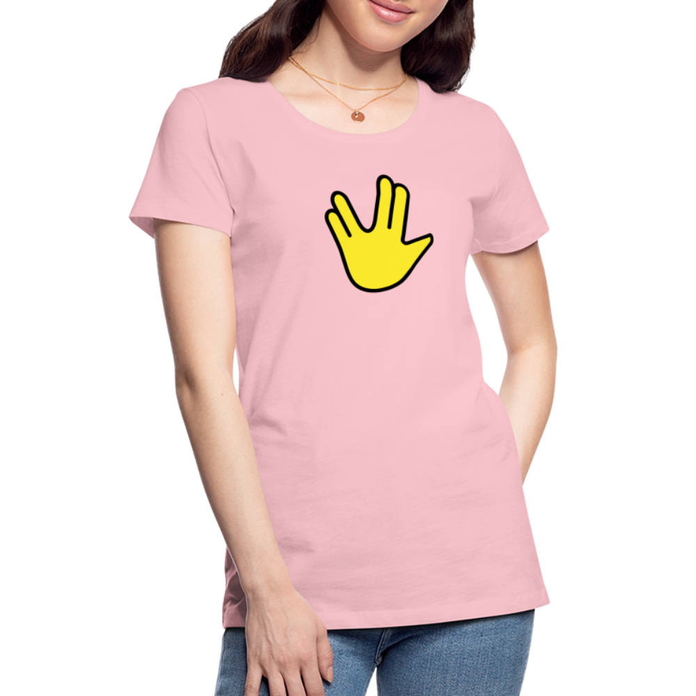 Emoji Expression: Vulcan Salute + May the Moji Force See You Live Long Time and Prosper Test (Double-Sided)Women’s Premium T-Shirt - Emoji.Express - pink