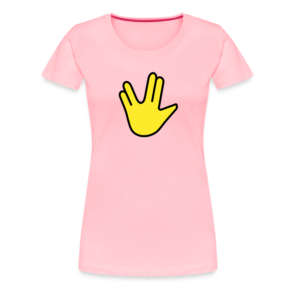 Emoji Expression: Vulcan Salute + May the Moji Force See You Live Long Time and Prosper Test (Double-Sided)Women’s Premium T-Shirt - Emoji.Express - pink