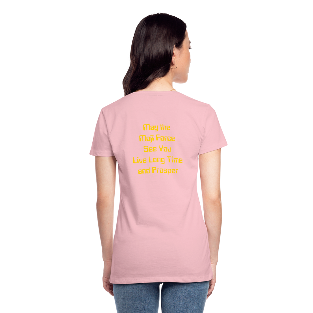 Emoji Expression: Vulcan Salute + May the Moji Force See You Live Long Time and Prosper Test (Double-Sided)Women’s Premium T-Shirt - Emoji.Express - pink