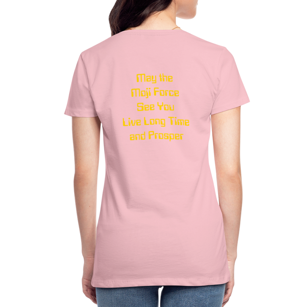 Emoji Expression: Vulcan Salute + May the Moji Force See You Live Long Time and Prosper Test (Double-Sided)Women’s Premium T-Shirt - Emoji.Express - pink