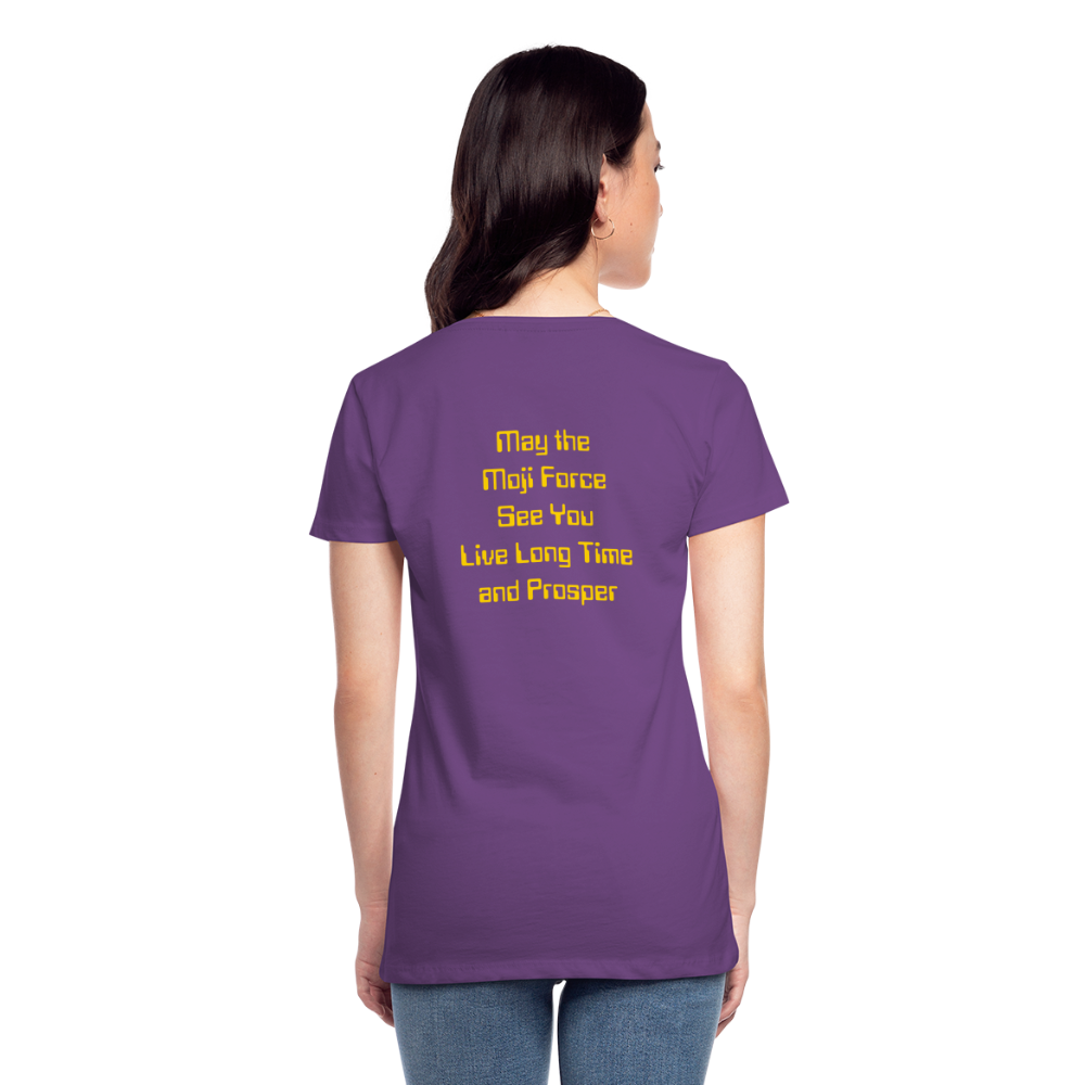Emoji Expression: Vulcan Salute + May the Moji Force See You Live Long Time and Prosper Test (Double-Sided)Women’s Premium T-Shirt - Emoji.Express - purple