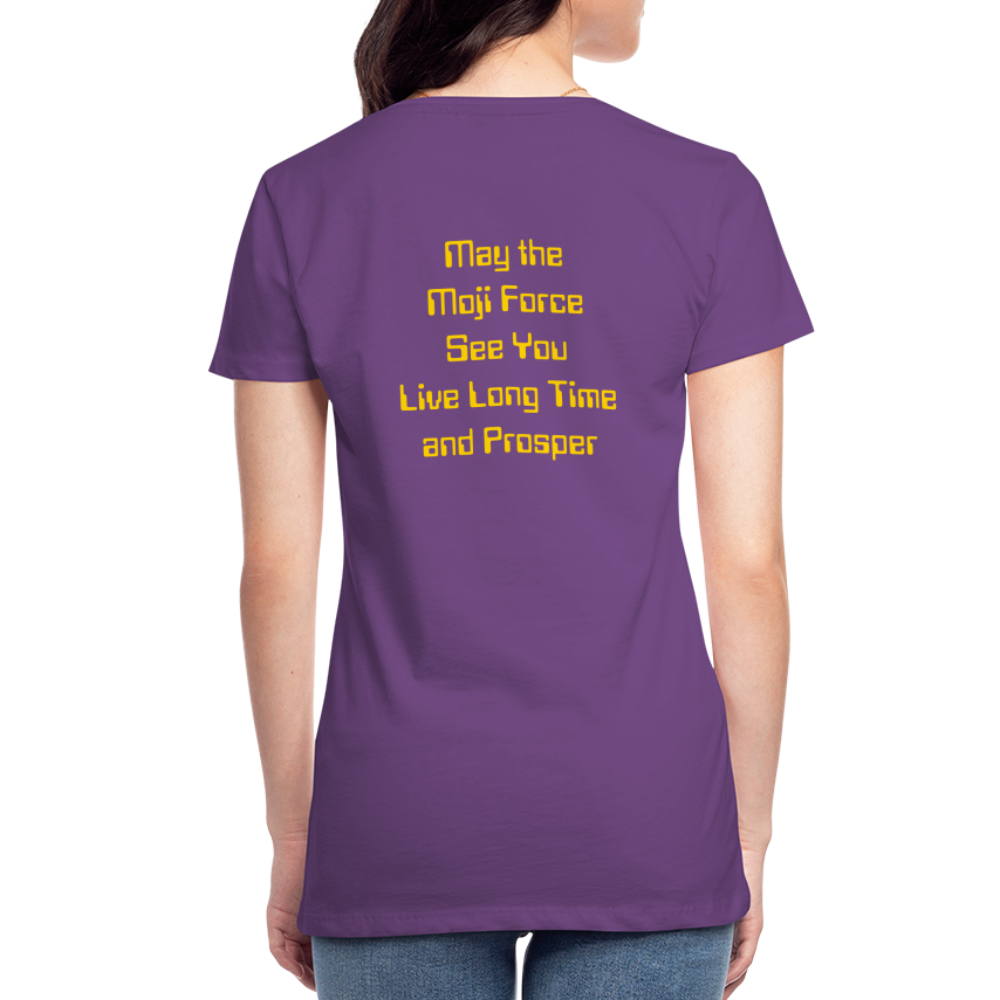 Emoji Expression: Vulcan Salute + May the Moji Force See You Live Long Time and Prosper Test (Double-Sided)Women’s Premium T-Shirt - Emoji.Express - purple