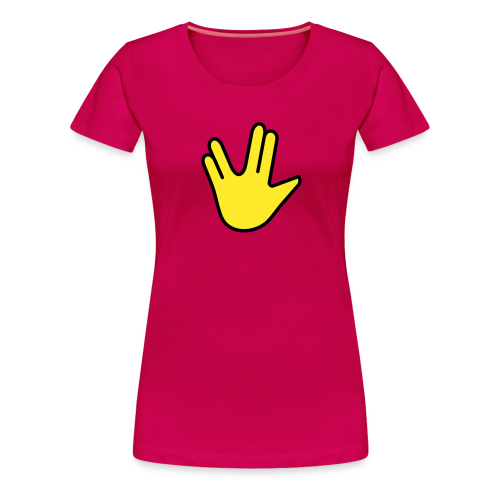 Emoji Expression: Vulcan Salute + May the Moji Force See You Live Long Time and Prosper Test (Double-Sided)Women’s Premium T-Shirt - Emoji.Express - dark pink