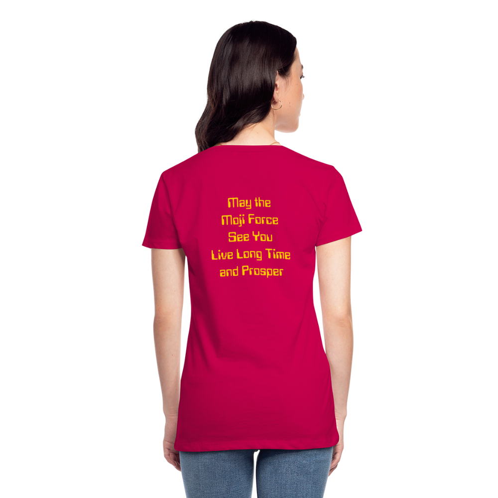 Emoji Expression: Vulcan Salute + May the Moji Force See You Live Long Time and Prosper Test (Double-Sided)Women’s Premium T-Shirt - Emoji.Express - dark pink