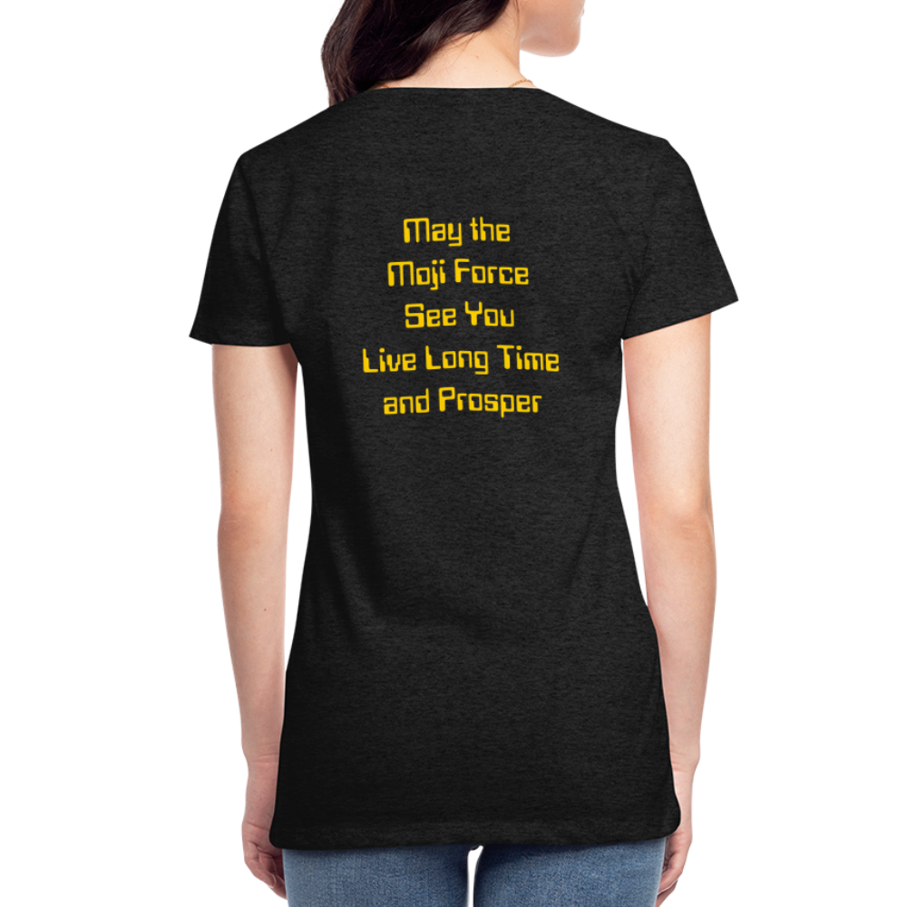 Emoji Expression: Vulcan Salute + May the Moji Force See You Live Long Time and Prosper Test (Double-Sided)Women’s Premium T-Shirt - Emoji.Express - charcoal grey