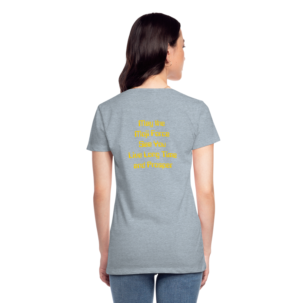 Emoji Expression: Vulcan Salute + May the Moji Force See You Live Long Time and Prosper Test (Double-Sided)Women’s Premium T-Shirt - Emoji.Express - heather ice blue
