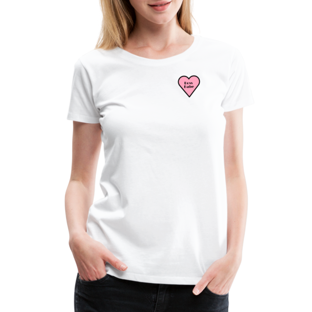 Boss Babe Pink Heart Moji Women’s Premium T-Shirt - Emoji.Express - white