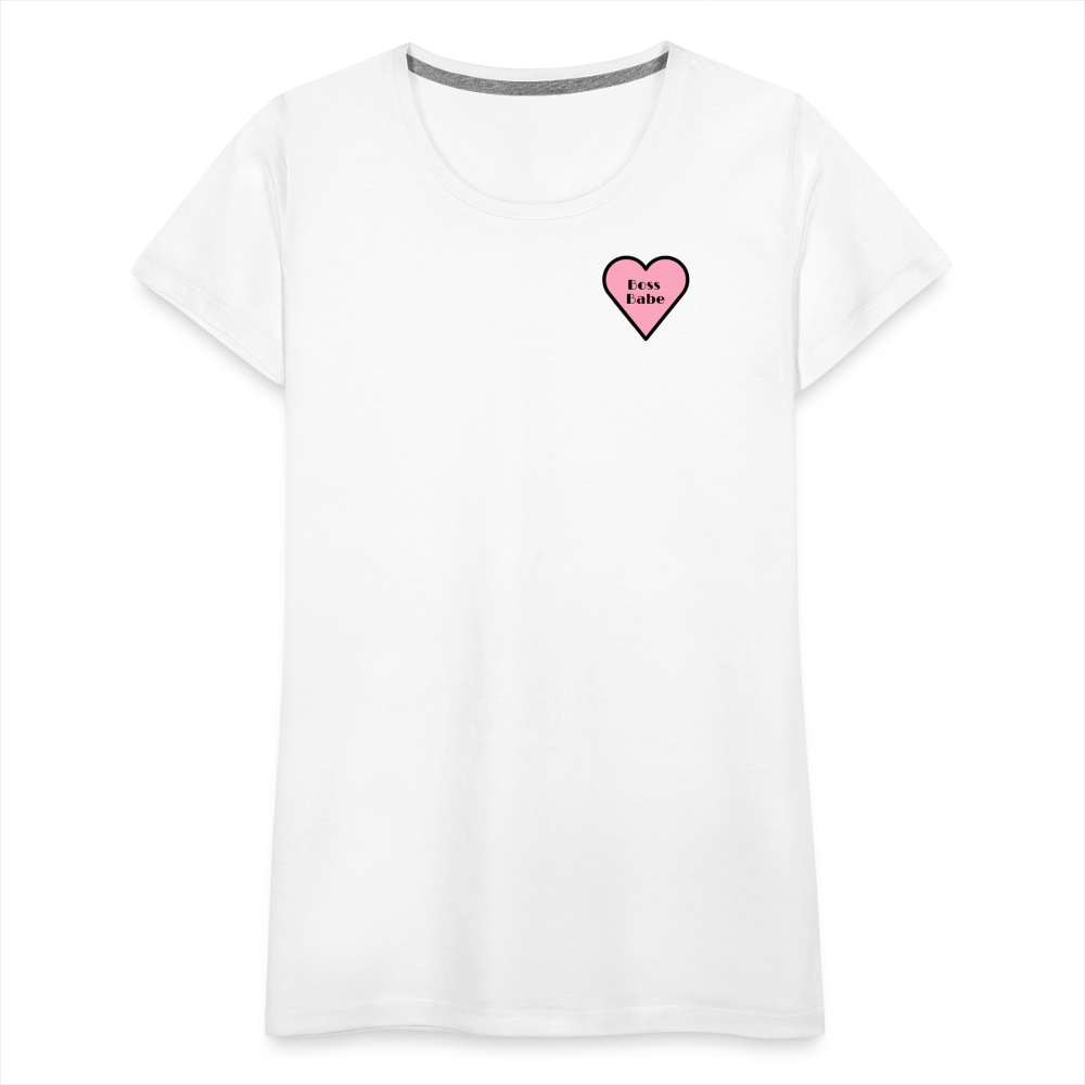 Boss Babe Pink Heart Moji Women’s Premium T-Shirt - Emoji.Express - white