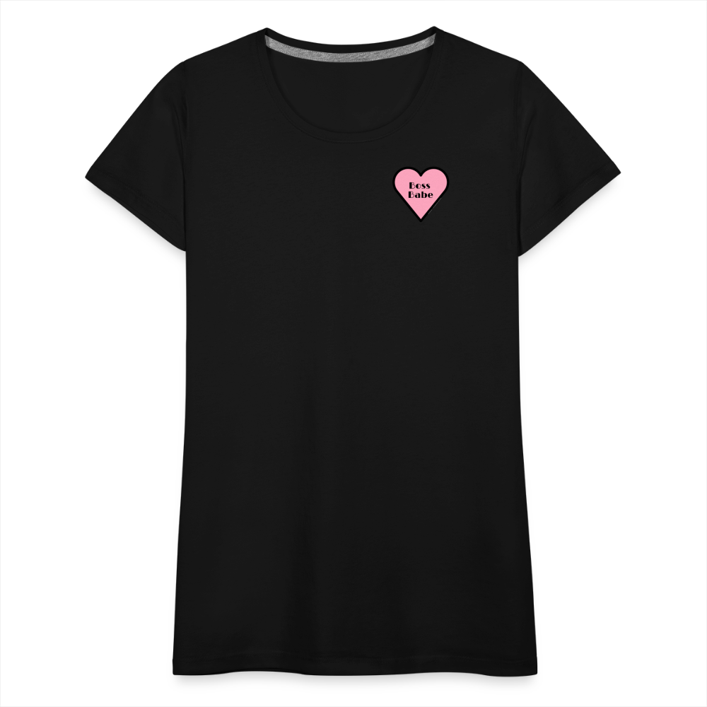 Boss Babe Pink Heart Moji Women’s Premium T-Shirt - Emoji.Express - black