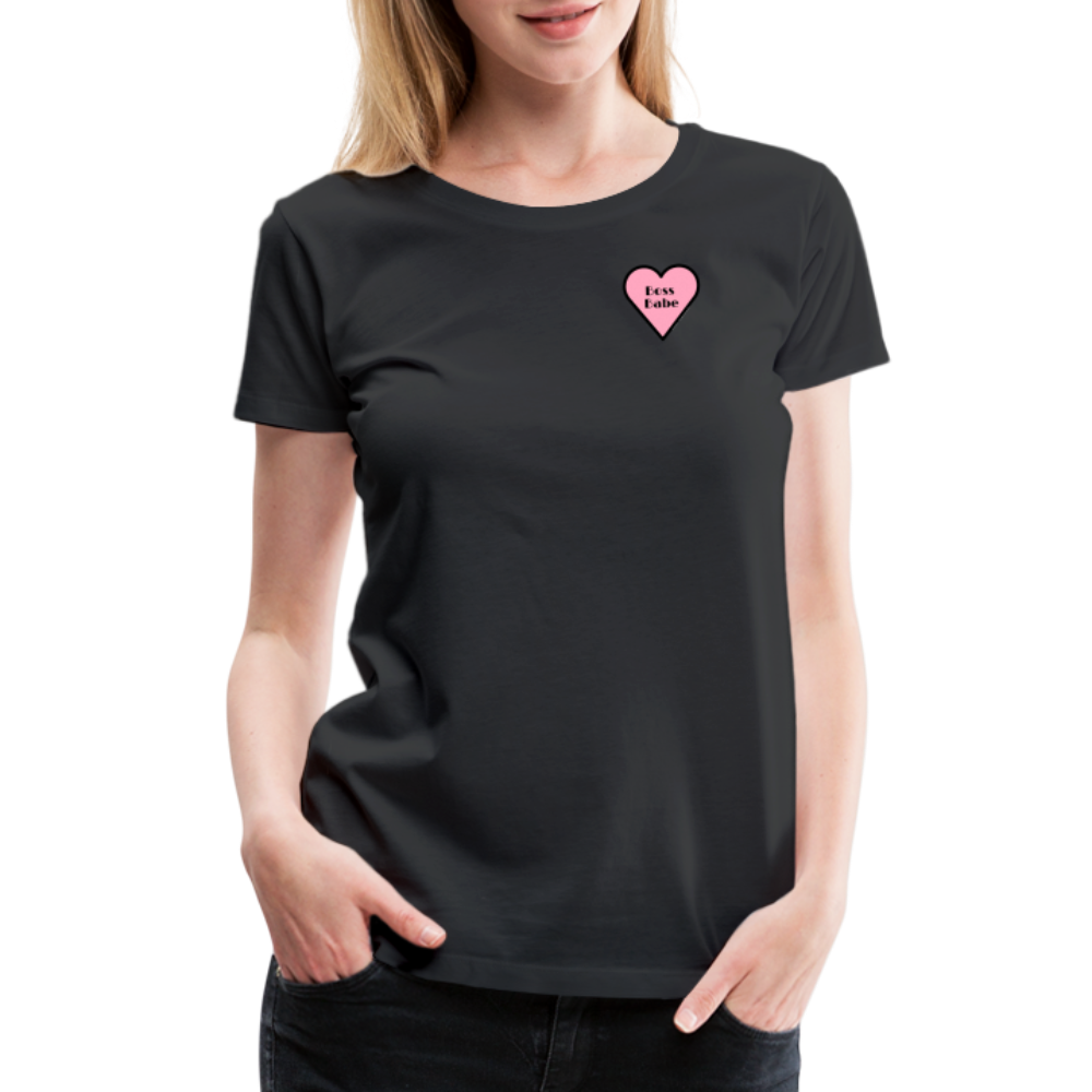 Boss Babe Pink Heart Moji Women’s Premium T-Shirt - Emoji.Express - black