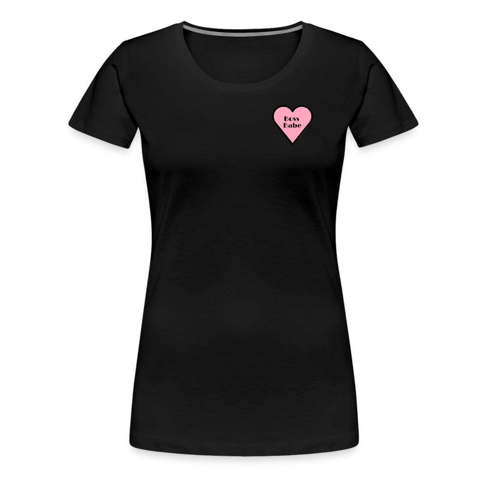 Boss Babe Pink Heart Moji Women’s Premium T-Shirt - Emoji.Express - black