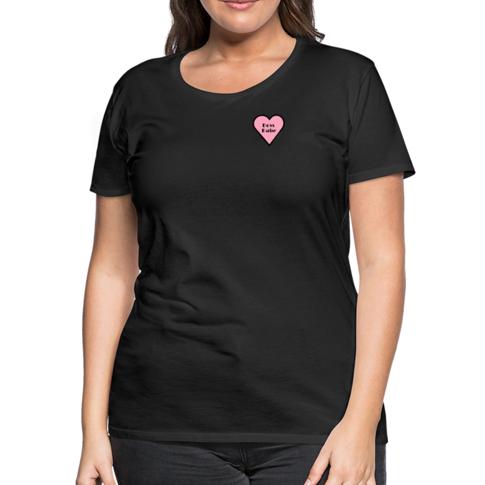 Boss Babe Pink Heart Moji Women’s Premium T-Shirt - Emoji.Express - black