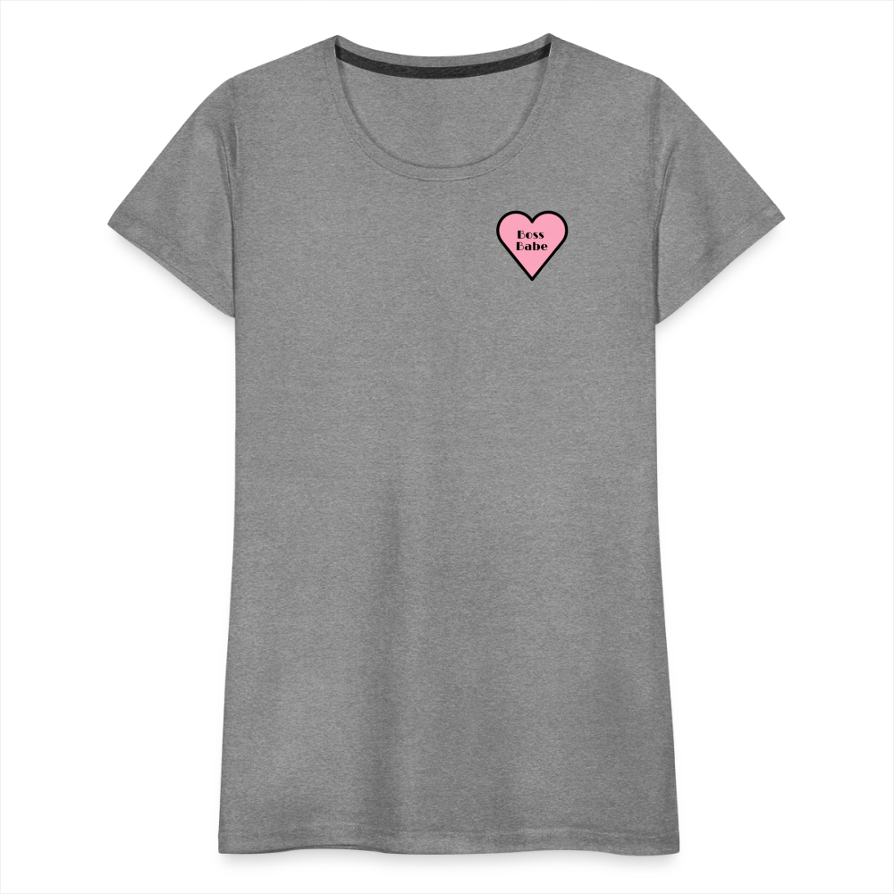 Boss Babe Pink Heart Moji Women’s Premium T-Shirt - Emoji.Express - heather gray