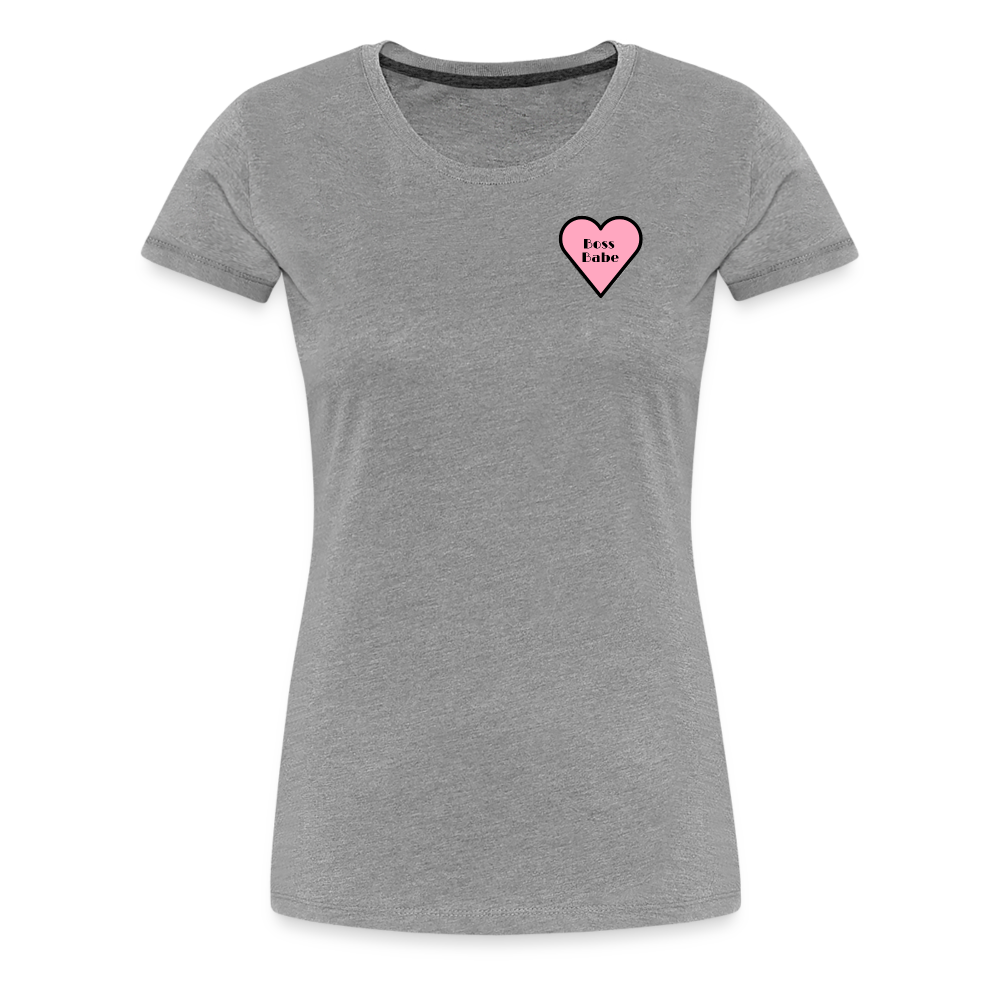 Boss Babe Pink Heart Moji Women’s Premium T-Shirt - Emoji.Express - heather gray