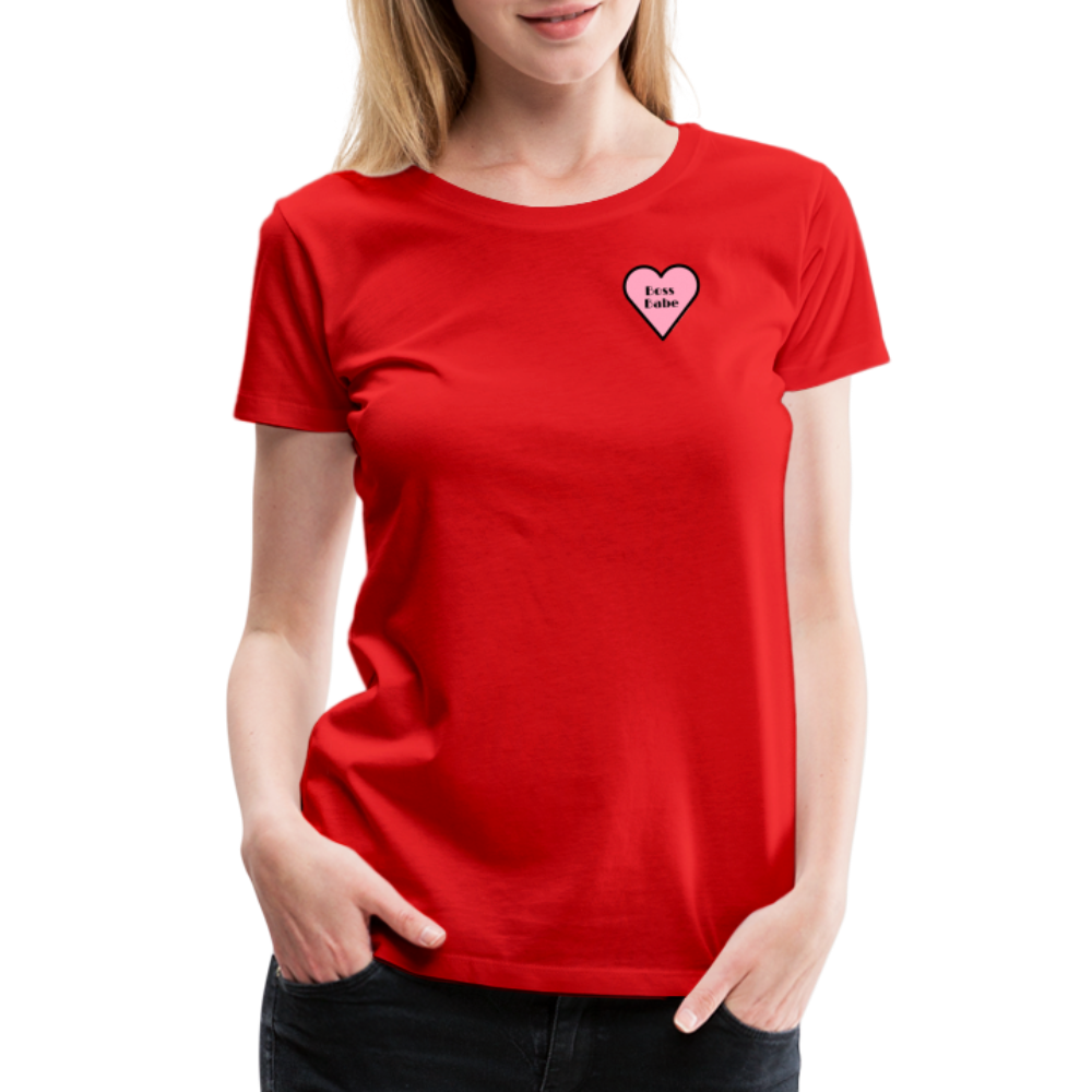 Boss Babe Pink Heart Moji Women’s Premium T-Shirt - Emoji.Express - red