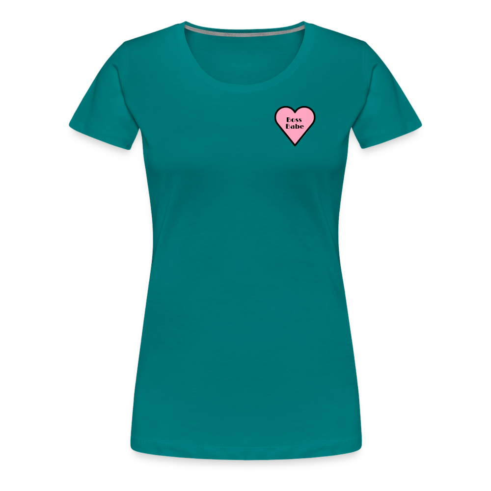 Boss Babe Pink Heart Moji Women’s Premium T-Shirt - Emoji.Express - teal