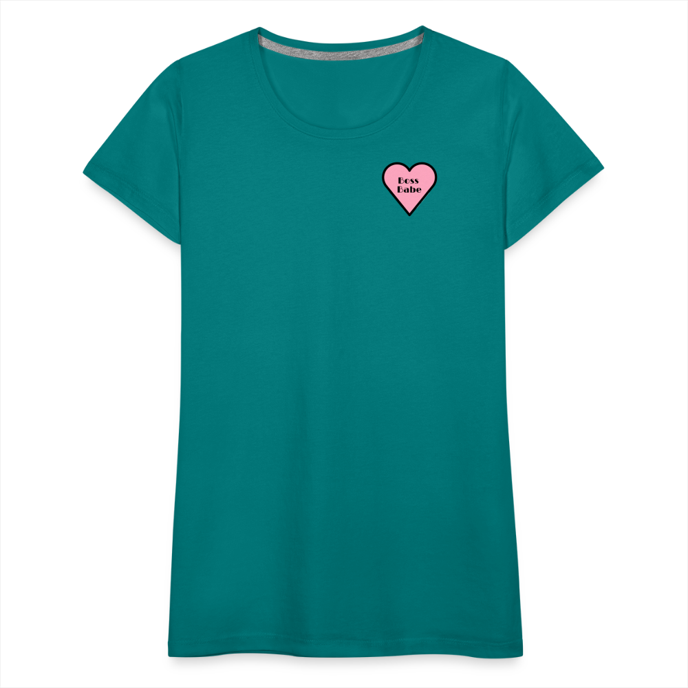 Boss Babe Pink Heart Moji Women’s Premium T-Shirt - Emoji.Express - teal