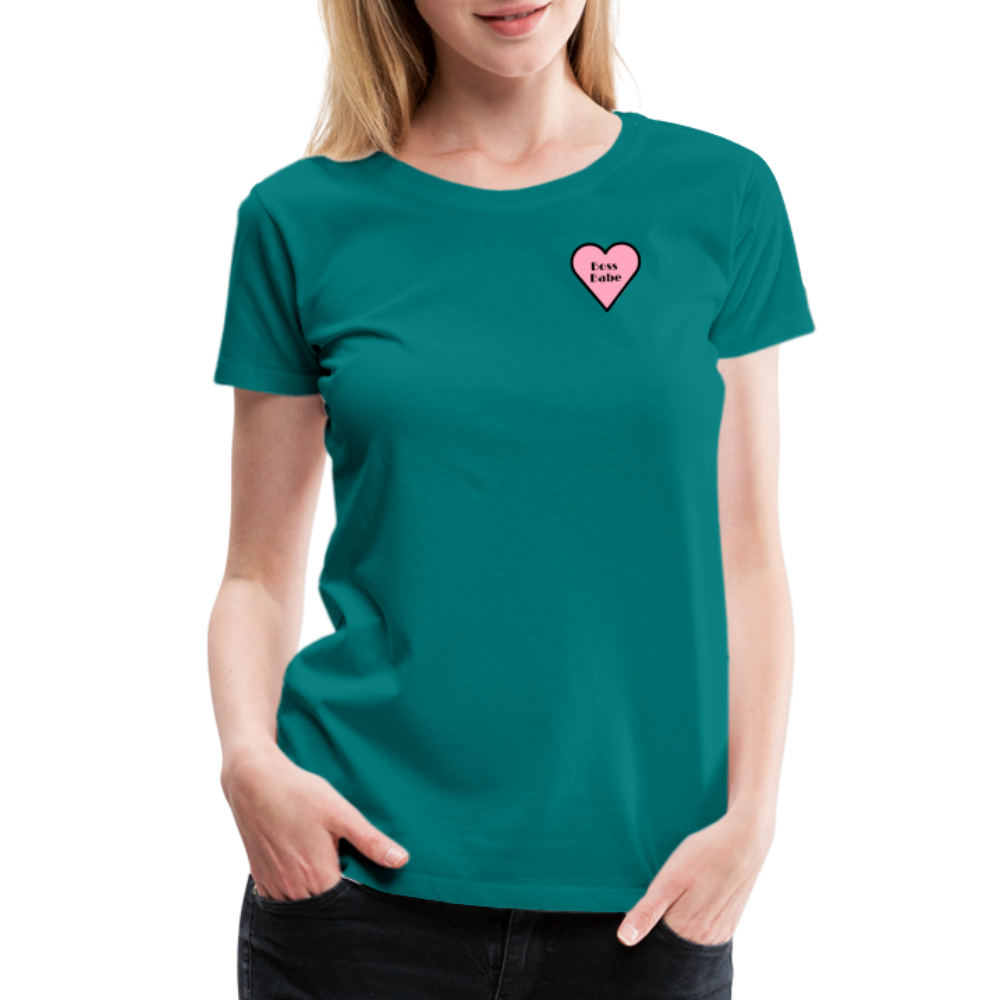 Boss Babe Pink Heart Moji Women’s Premium T-Shirt - Emoji.Express - teal