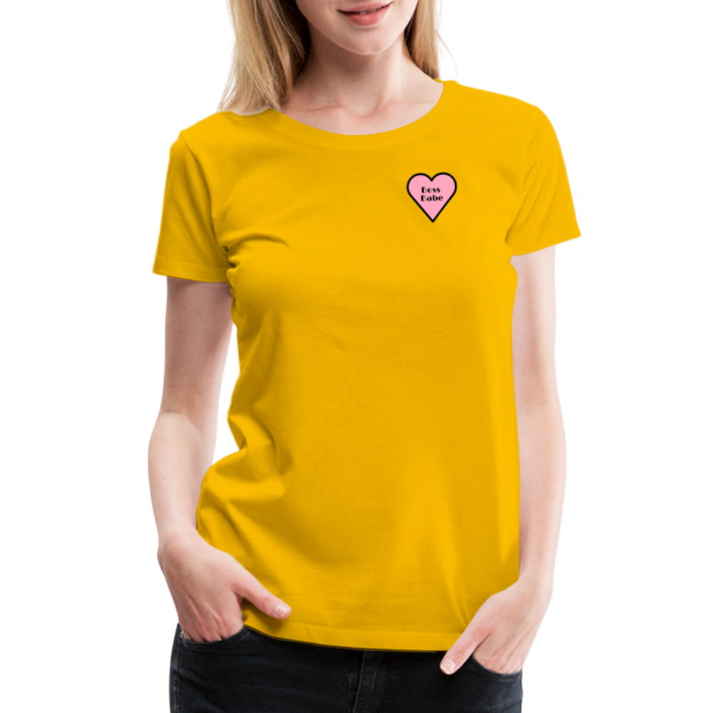 Boss Babe Pink Heart Moji Women’s Premium T-Shirt - Emoji.Express - sun yellow