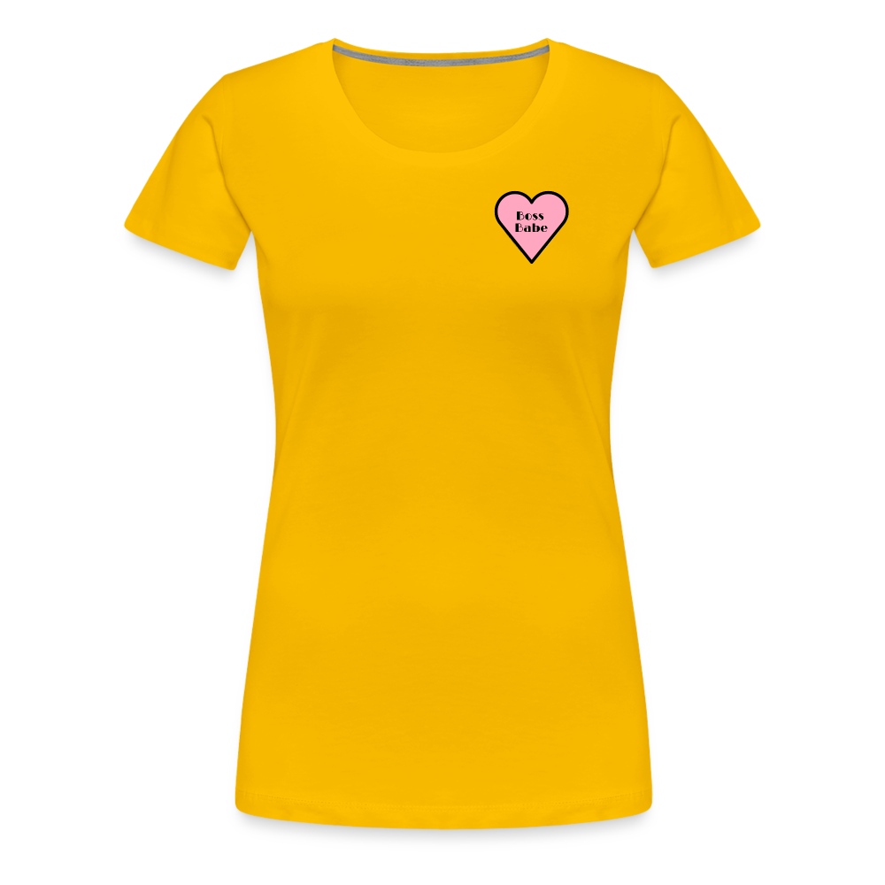 Boss Babe Pink Heart Moji Women’s Premium T-Shirt - Emoji.Express - sun yellow