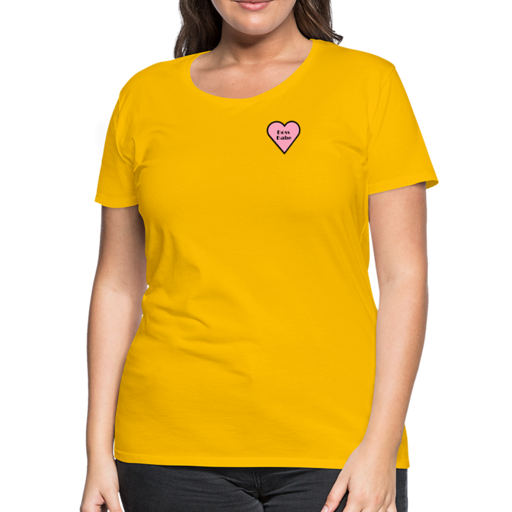 Boss Babe Pink Heart Moji Women’s Premium T-Shirt - Emoji.Express - sun yellow