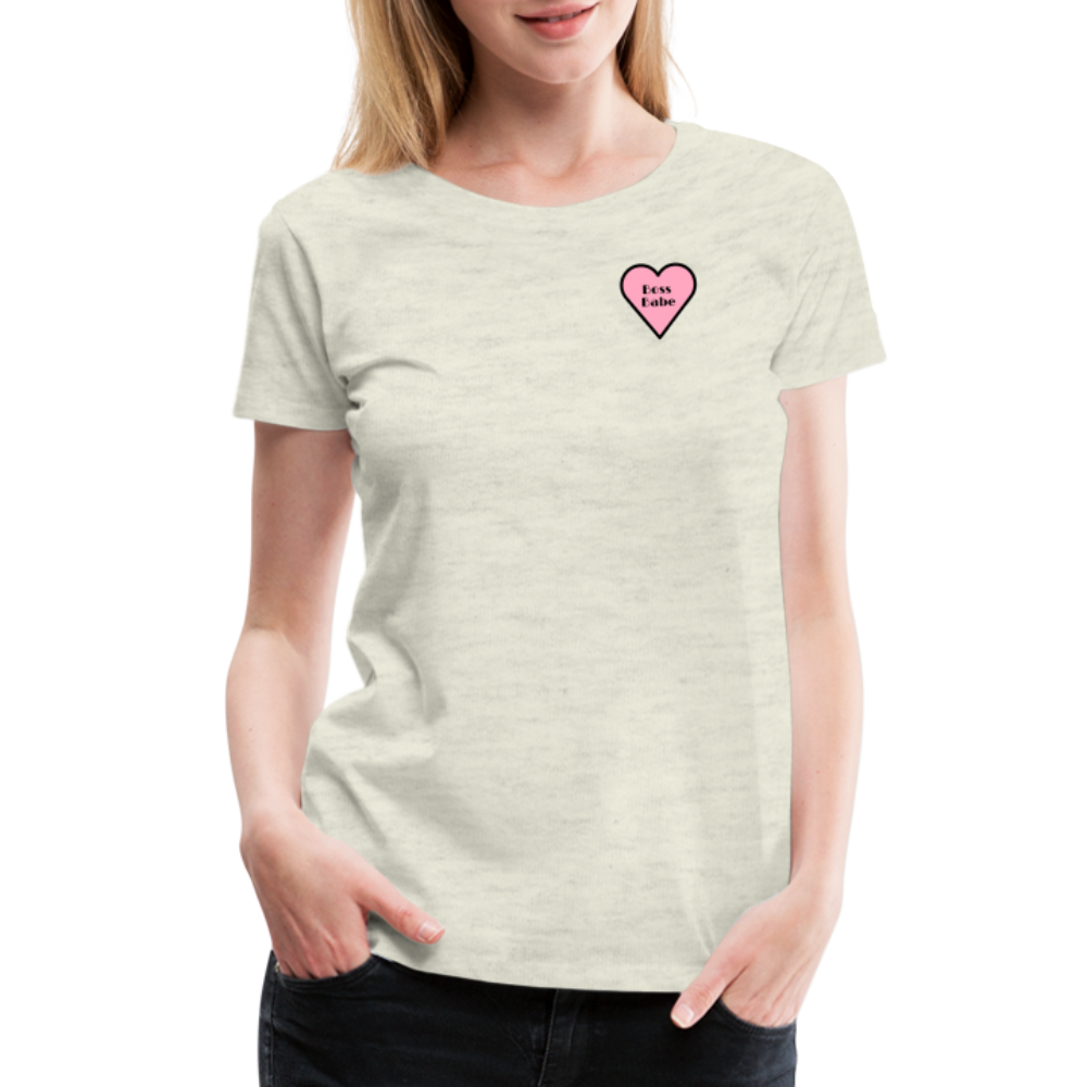Boss Babe Pink Heart Moji Women’s Premium T-Shirt - Emoji.Express - heather oatmeal
