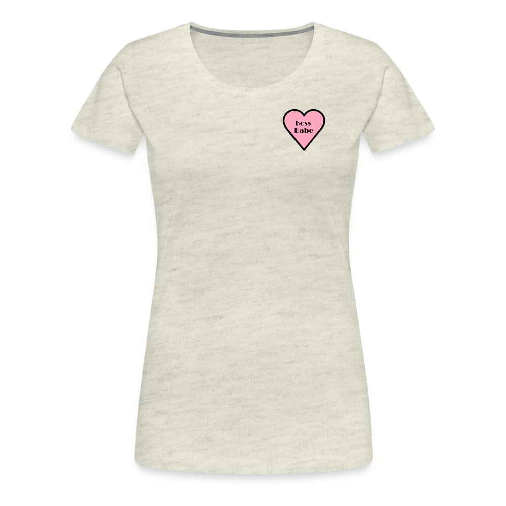 Boss Babe Pink Heart Moji Women’s Premium T-Shirt - Emoji.Express - heather oatmeal