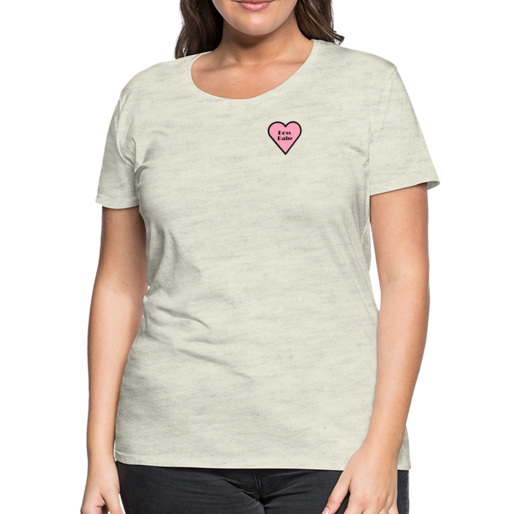 Boss Babe Pink Heart Moji Women’s Premium T-Shirt - Emoji.Express - heather oatmeal
