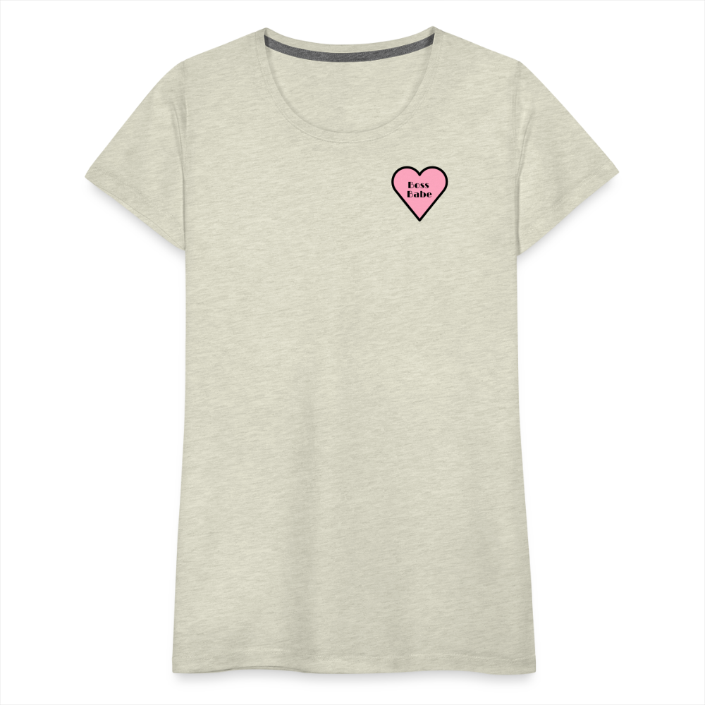 Boss Babe Pink Heart Moji Women’s Premium T-Shirt - Emoji.Express - heather oatmeal