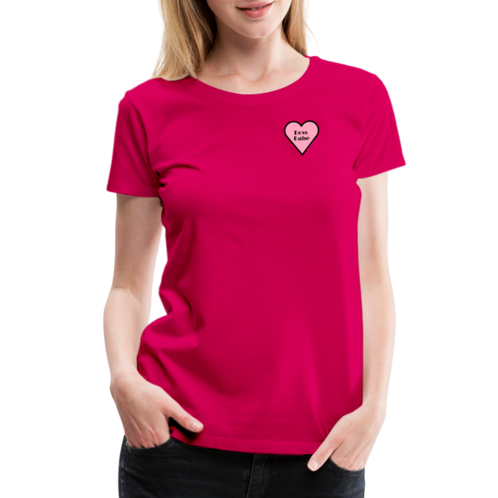 Boss Babe Pink Heart Moji Women’s Premium T-Shirt - Emoji.Express - dark pink