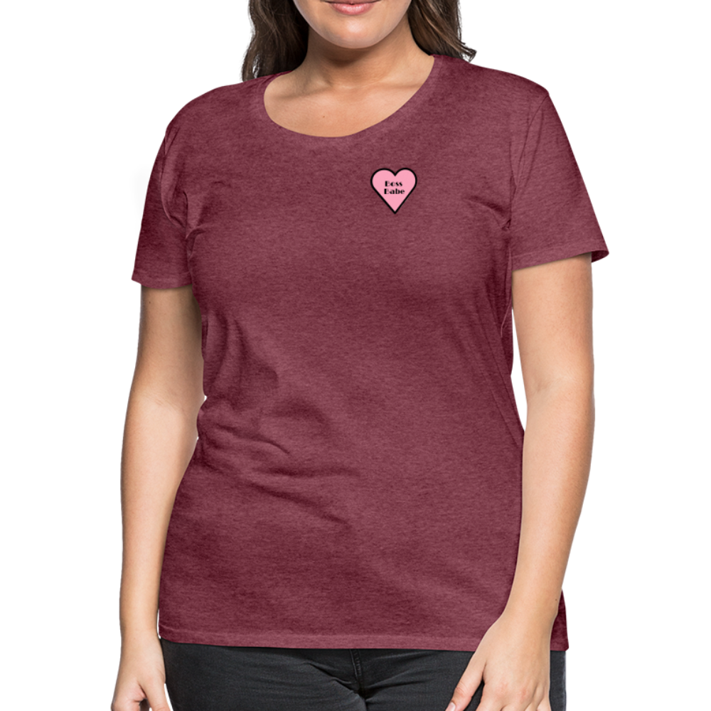 Boss Babe Pink Heart Moji Women’s Premium T-Shirt - Emoji.Express - heather burgundy