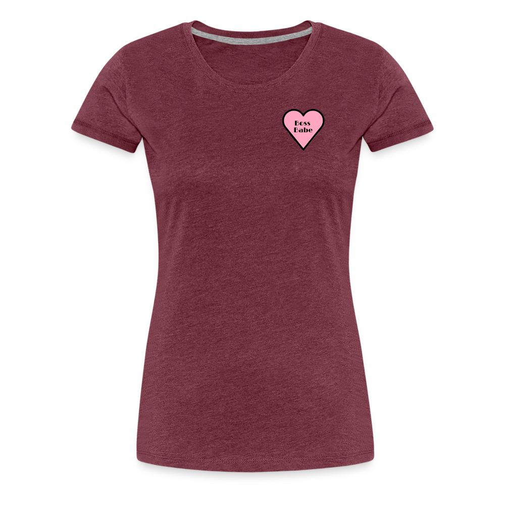 Boss Babe Pink Heart Moji Women’s Premium T-Shirt - Emoji.Express - heather burgundy