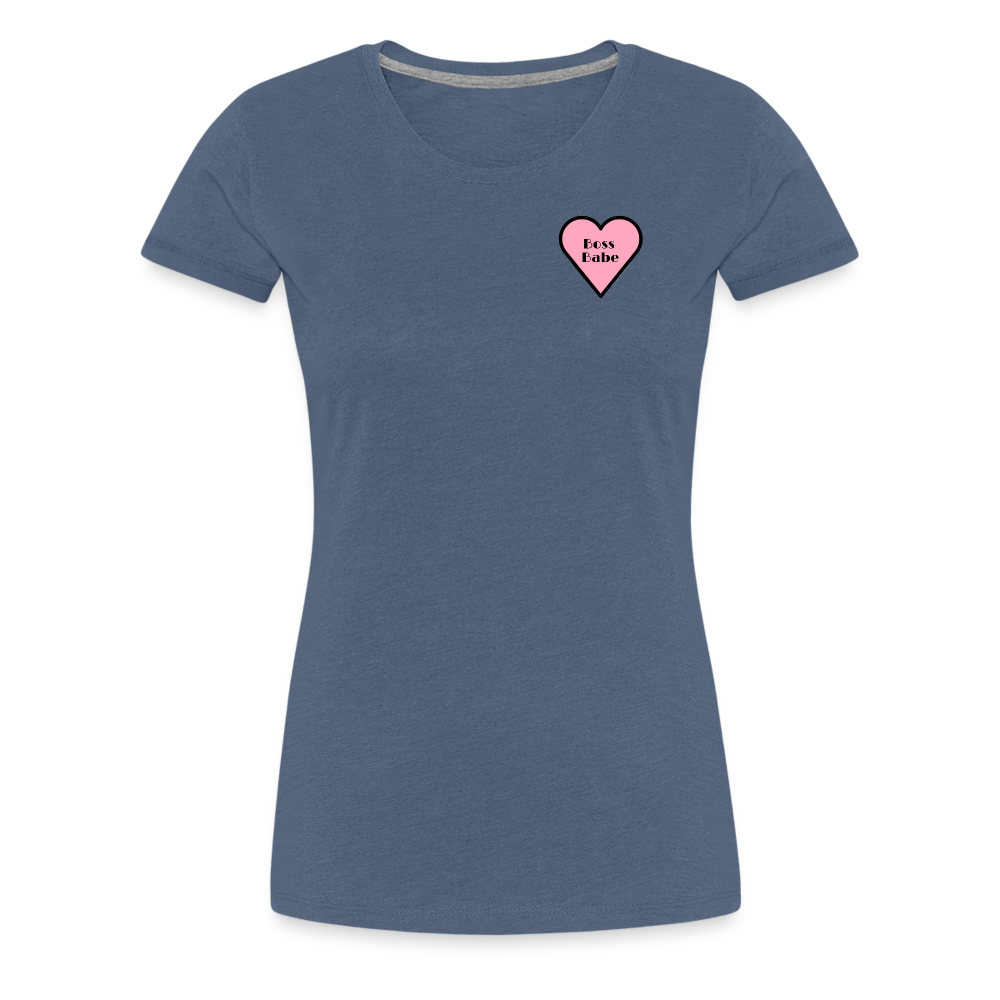 Boss Babe Pink Heart Moji Women’s Premium T-Shirt - Emoji.Express - heather blue