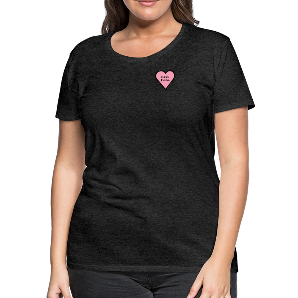 Boss Babe Pink Heart Moji Women’s Premium T-Shirt - Emoji.Express - charcoal grey