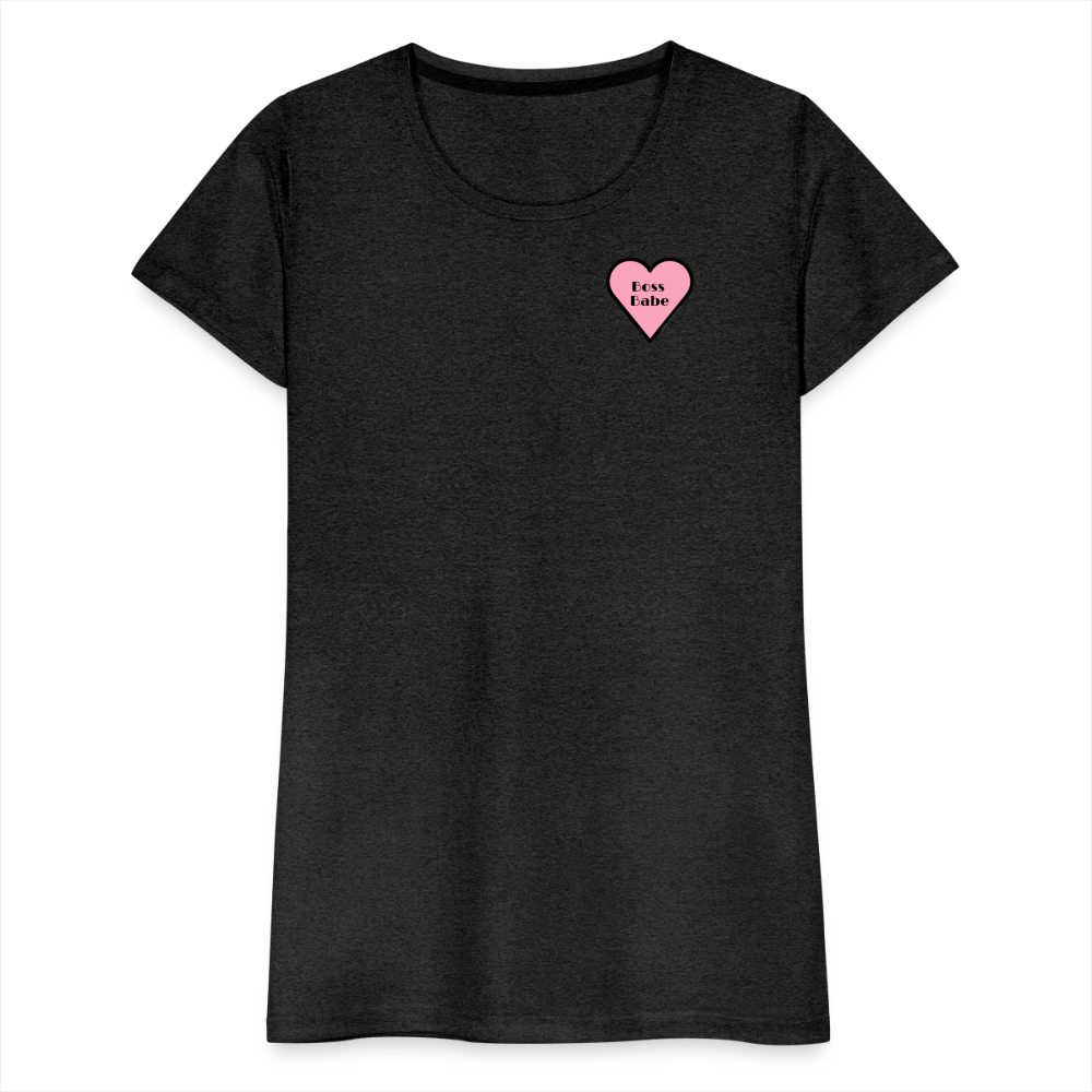Boss Babe Pink Heart Moji Women’s Premium T-Shirt - Emoji.Express - charcoal grey