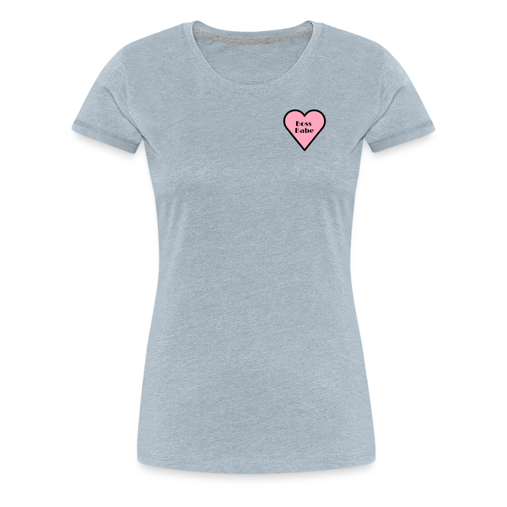 Boss Babe Pink Heart Moji Women’s Premium T-Shirt - Emoji.Express - heather ice blue