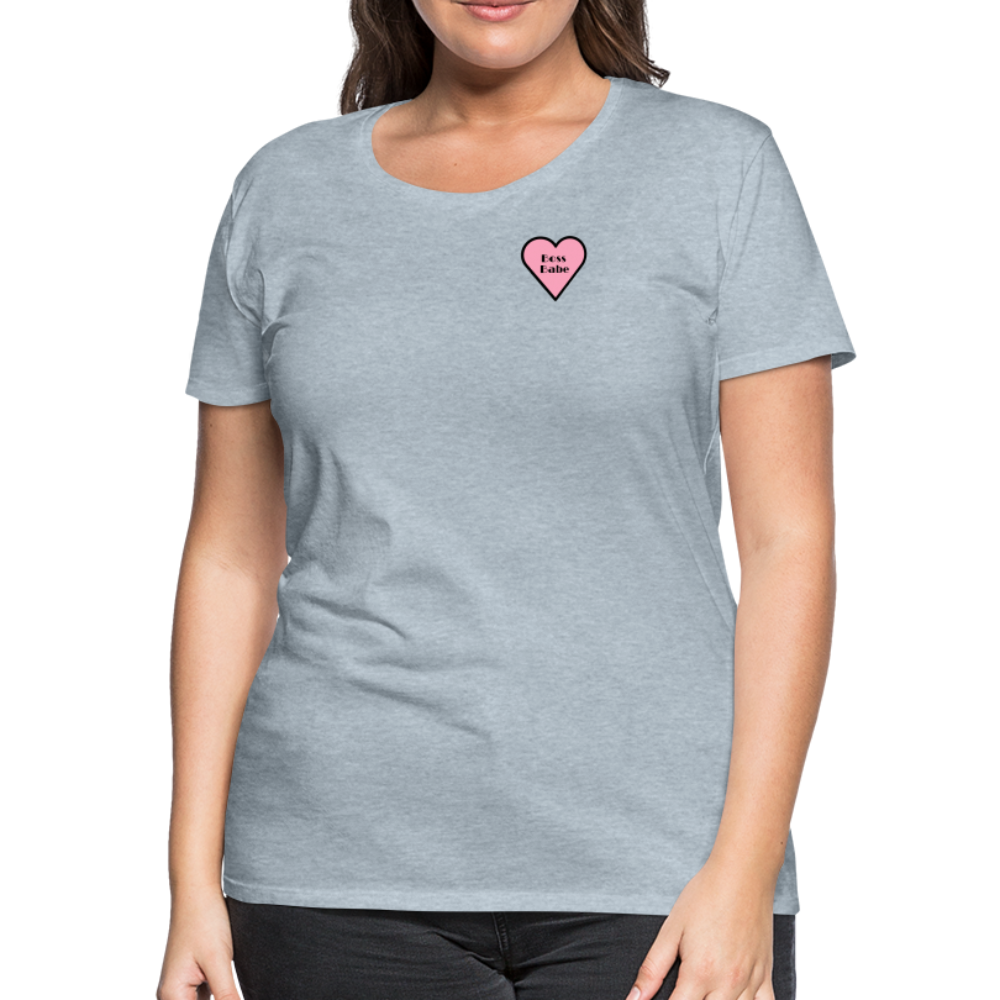 Boss Babe Pink Heart Moji Women’s Premium T-Shirt - Emoji.Express - heather ice blue