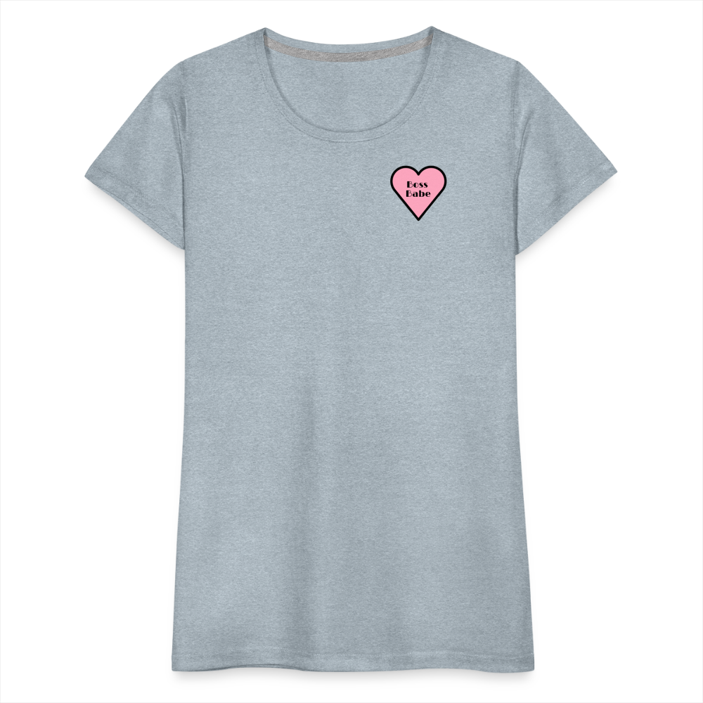 Boss Babe Pink Heart Moji Women’s Premium T-Shirt - Emoji.Express - heather ice blue