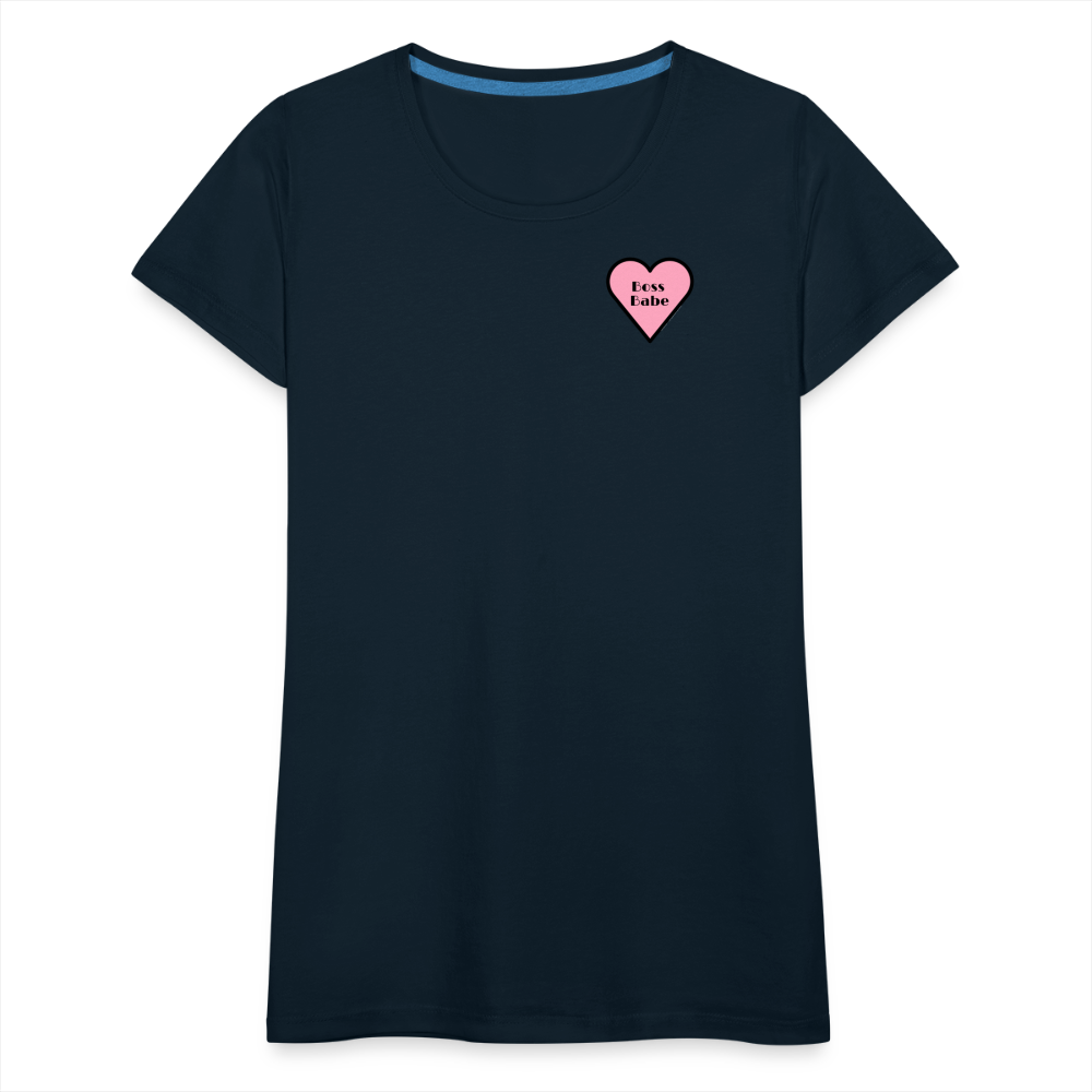 Boss Babe Pink Heart Moji Women’s Premium T-Shirt - Emoji.Express - deep navy