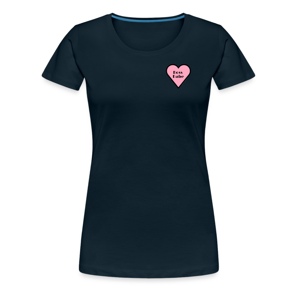 Boss Babe Pink Heart Moji Women’s Premium T-Shirt - Emoji.Express - deep navy