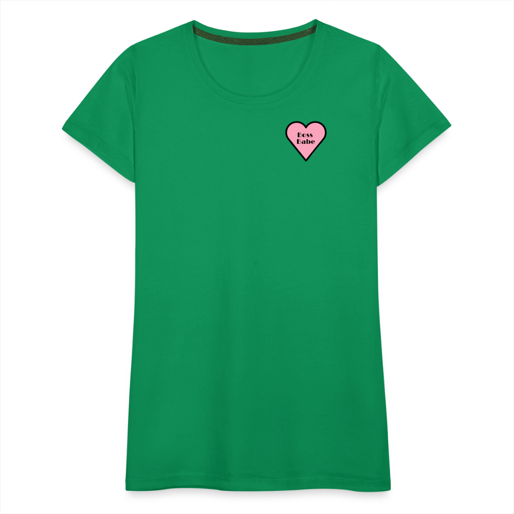 Boss Babe Pink Heart Moji Women’s Premium T-Shirt - Emoji.Express - kelly green