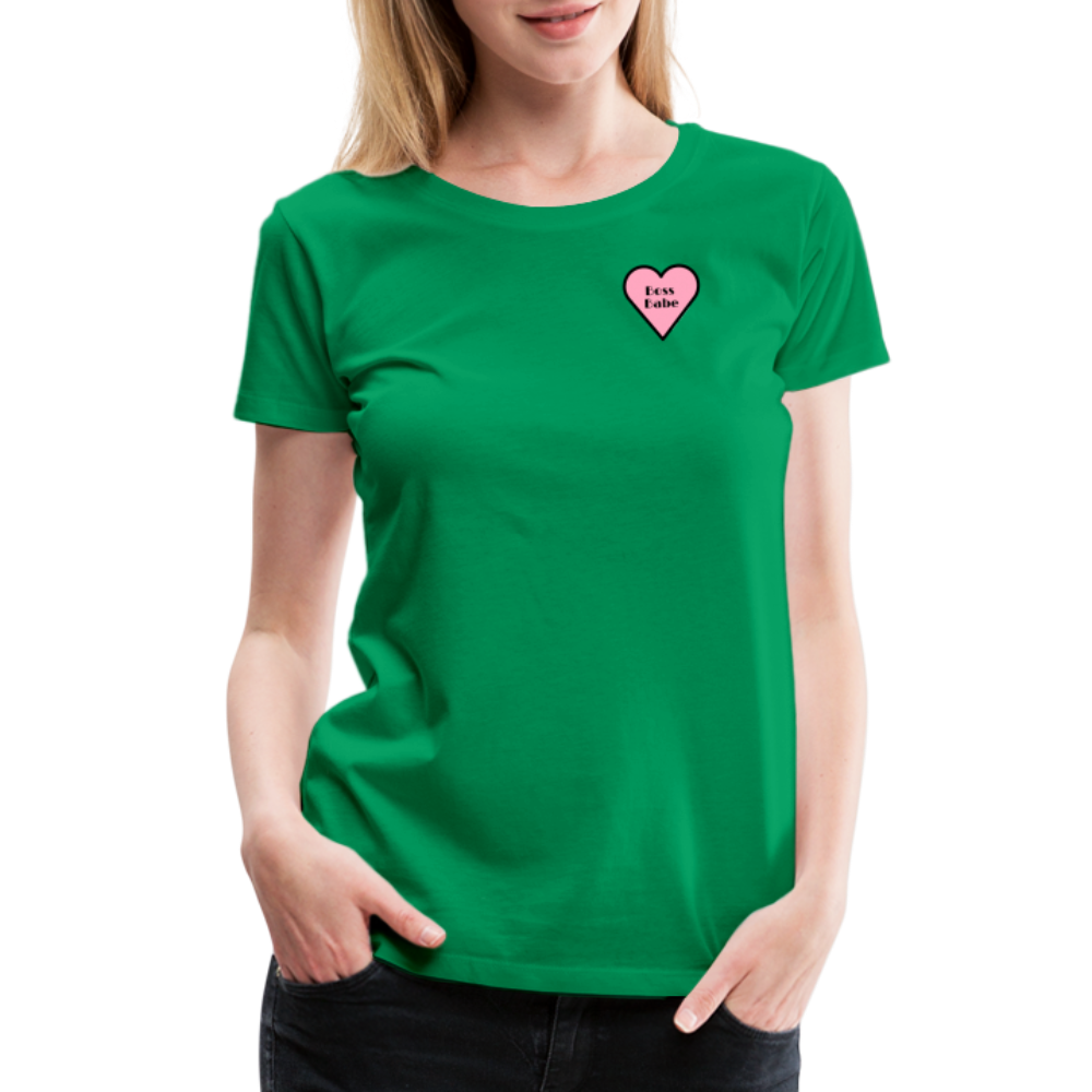 Boss Babe Pink Heart Moji Women’s Premium T-Shirt - Emoji.Express - kelly green