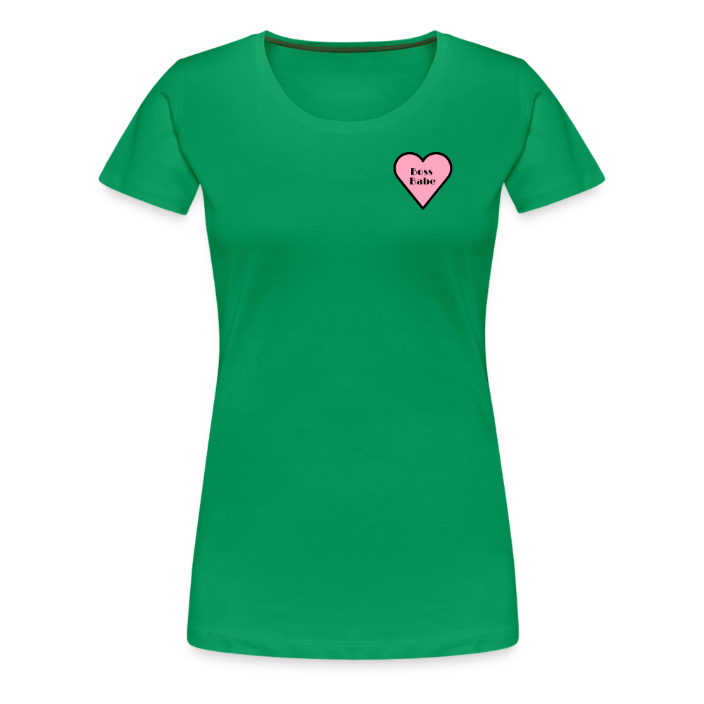 Boss Babe Pink Heart Moji Women’s Premium T-Shirt - Emoji.Express - kelly green