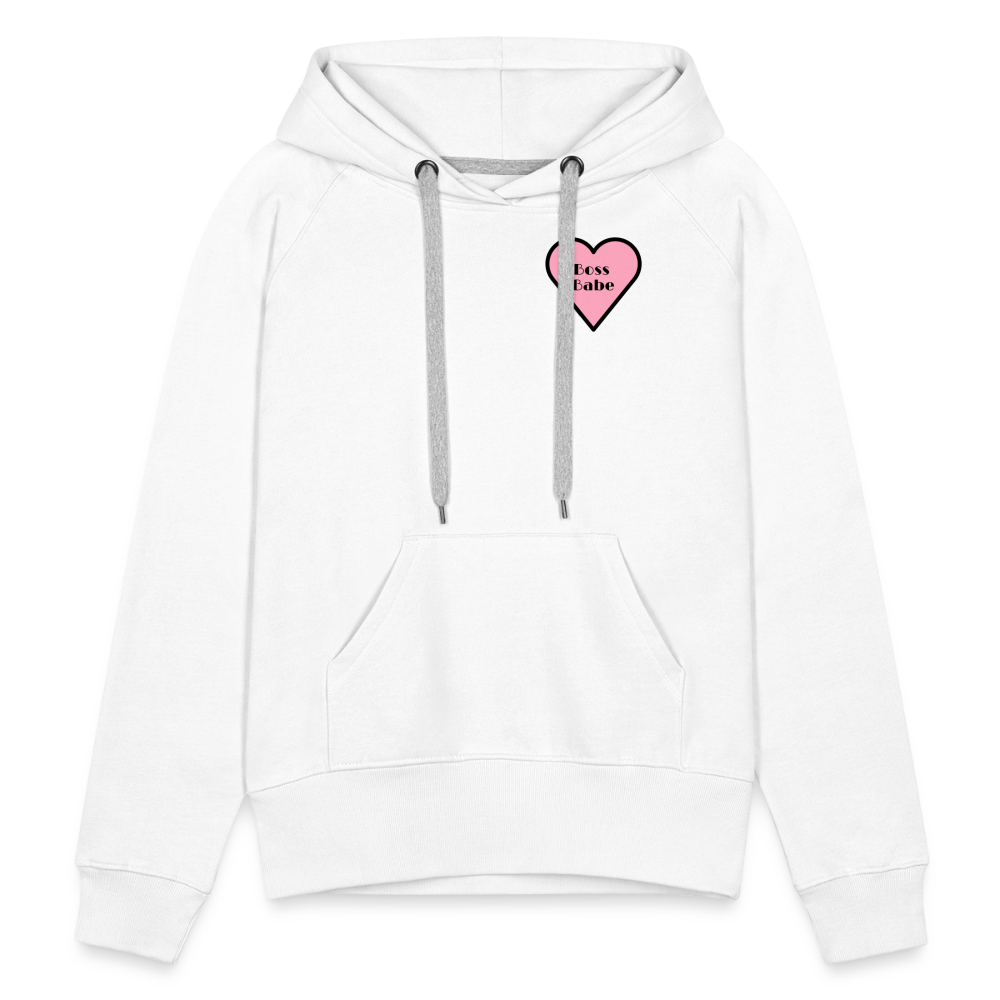 Customizable Boss Babe Pink Heart Moji Women’s Premium Hoodie  - Emoji.Express - white